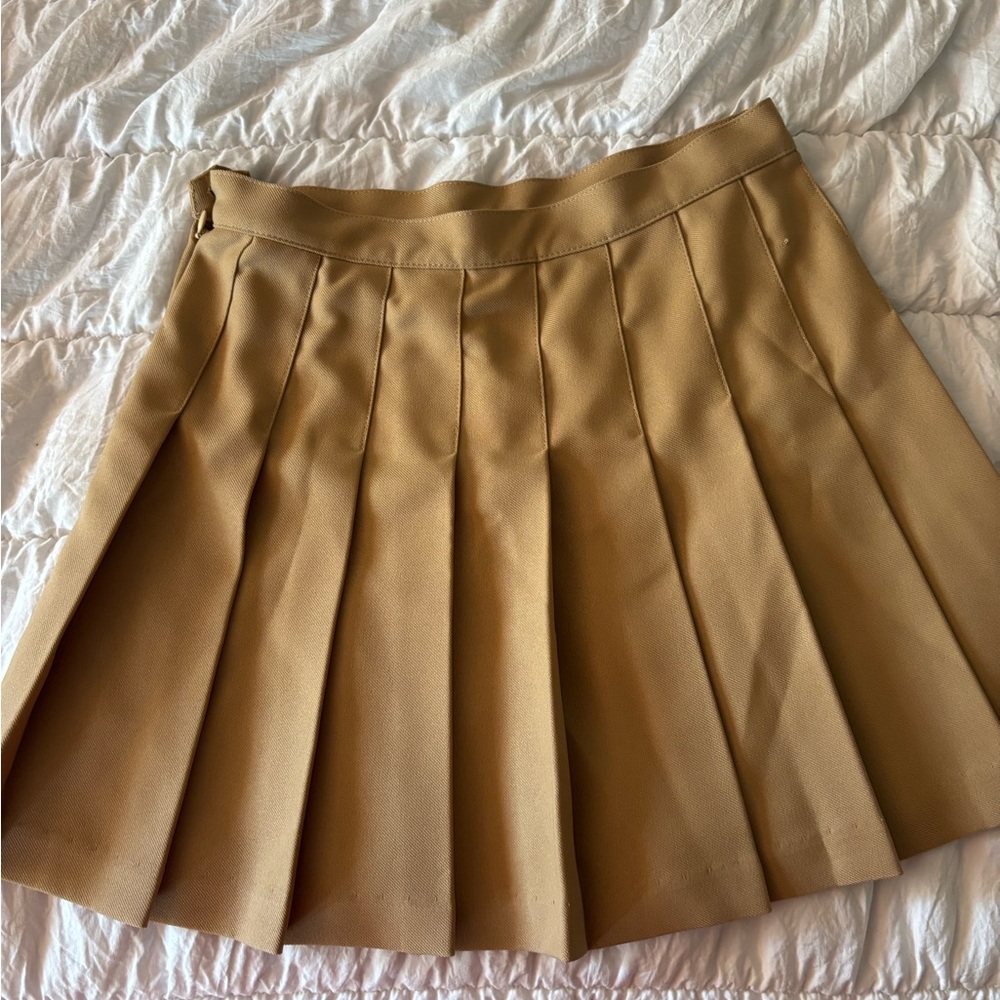 Los Ángeles Apparel Tan Pleated Mini Skirt